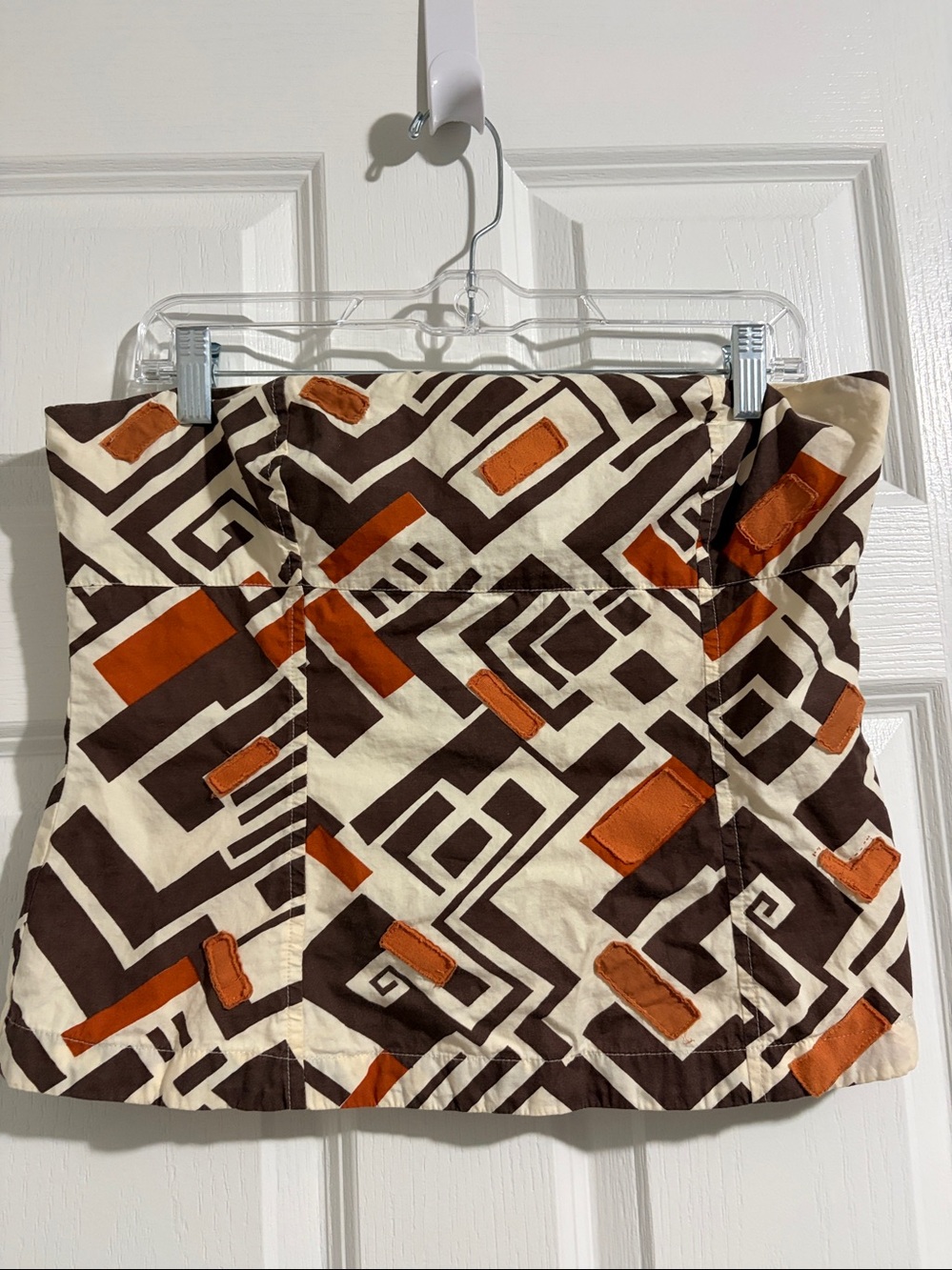 Free People Vintage Y2K Tube Top Bustier Festival Boho Sz 8 Floral Brown Orange